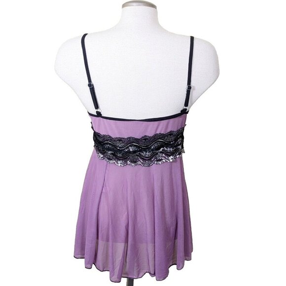 Womens Babydoll Slip Dress Lingerie Teddy Nightgown Size Small Purple Sexy - Picture 4 of 4